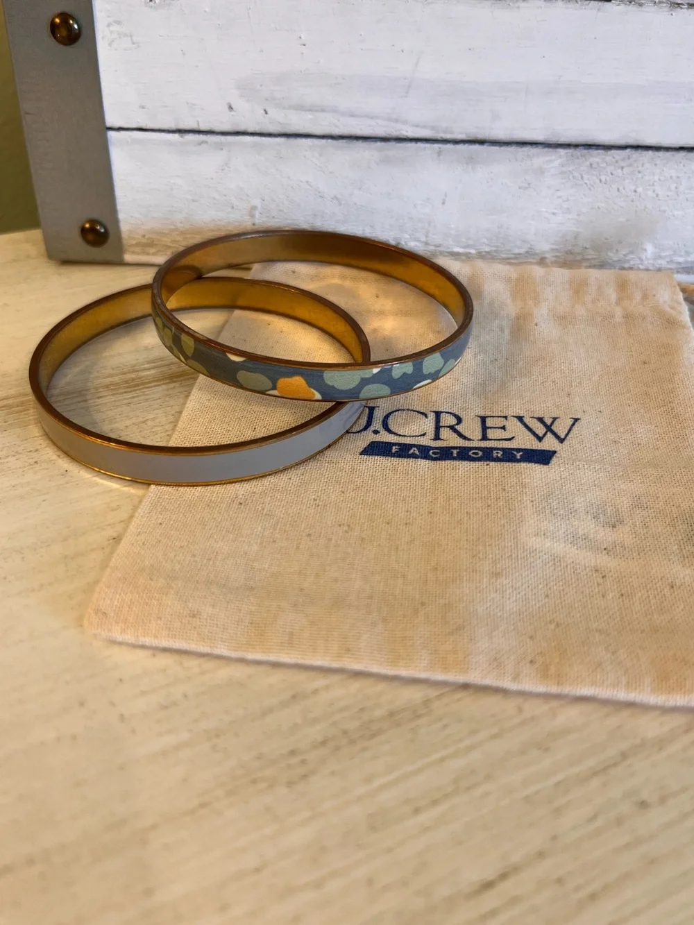 J Crew Gold-tone Enamel Bangle Bracelet Set